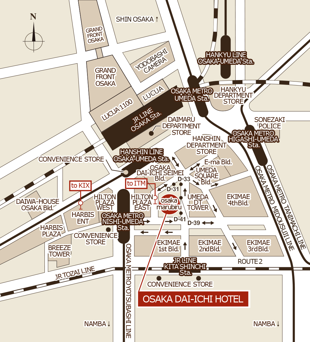 Osaka Dai-Ichi Hotel - Map