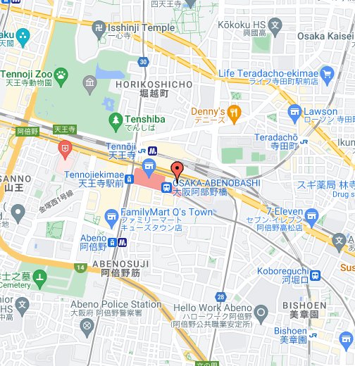 Tennoji Miyako Hotel Osaka - Map